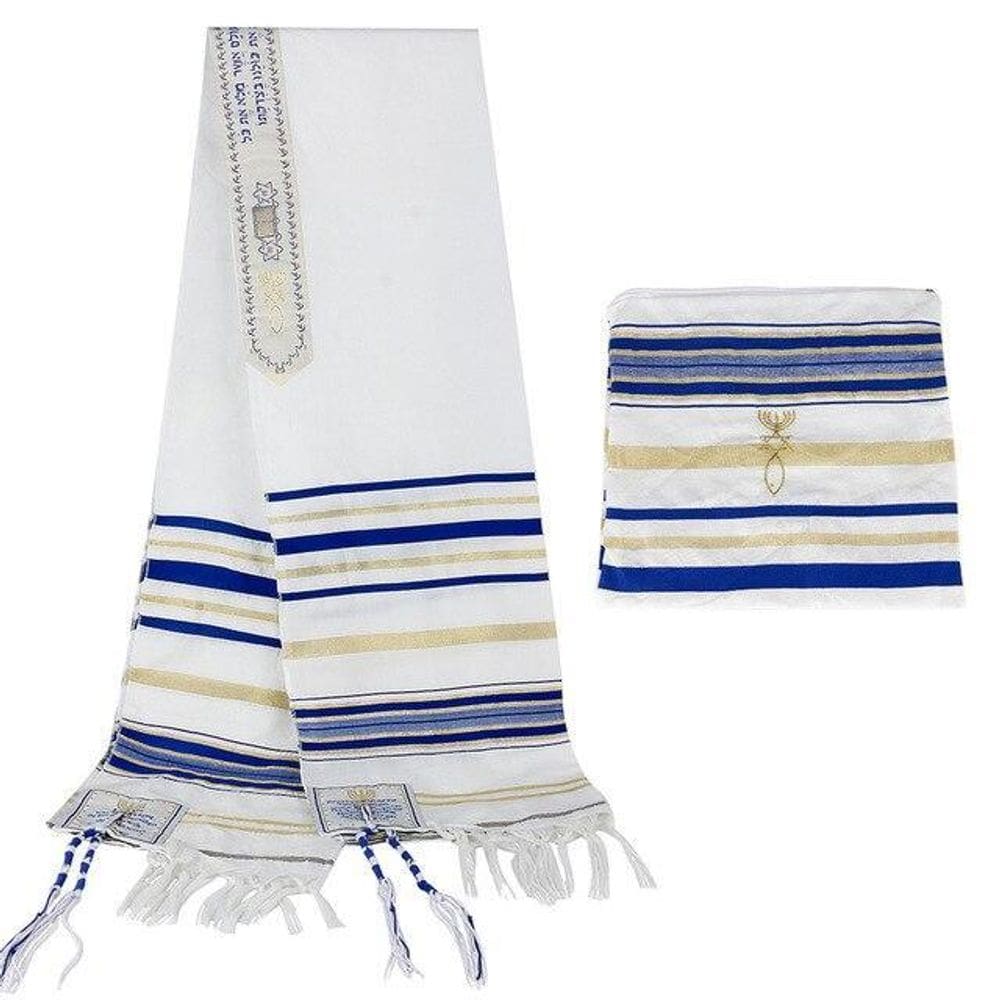 Talit messiânico azul 55 x 180 cm - - de israel