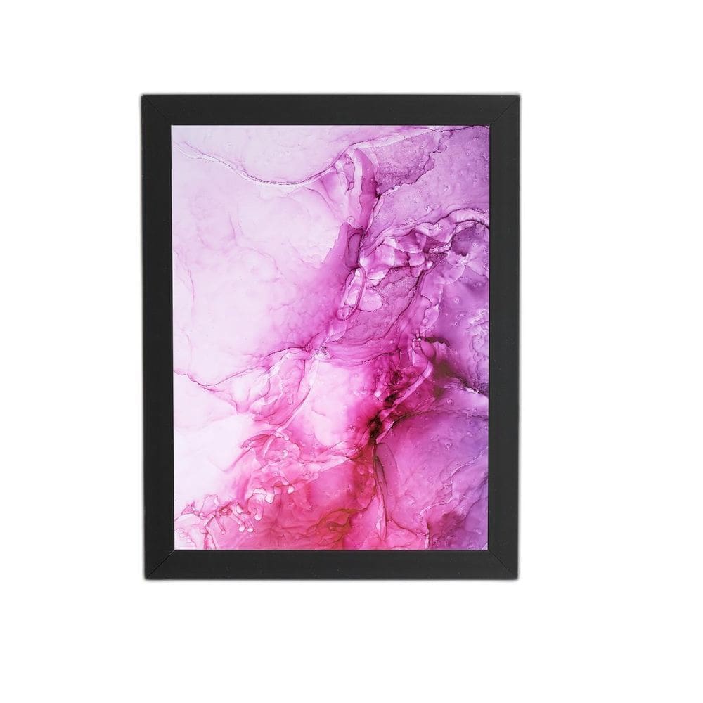 Quadro Tons De Roxo E Rosa Abstrato Moldura Preta 60X40Cm