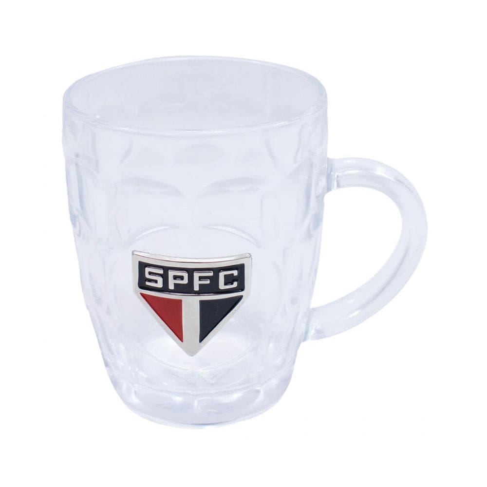 Caneca São Paulo Fc Brasão De Metal 400Ml Vidro