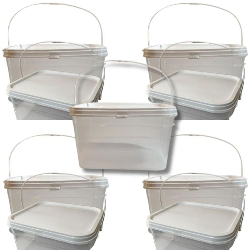 Balde para arroz e feijao transparente 2.4l 05 pçs