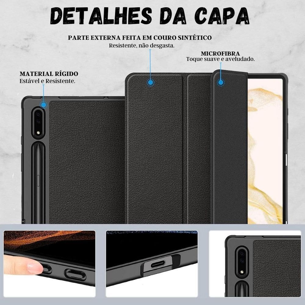 Capa tpu premium para tab s8 plus 12.4 x806 + película vidro