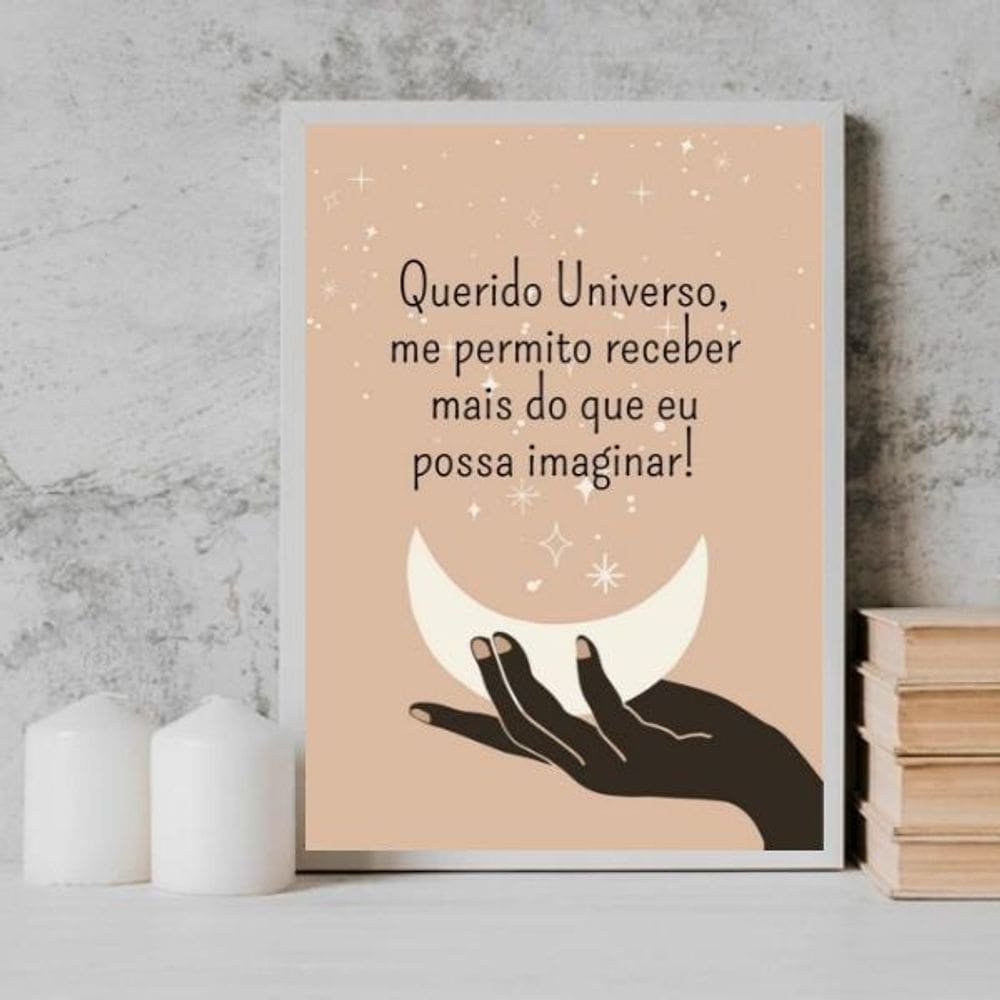 Quadro Querido Universo Me Permito Receber 24X18Cm Branca