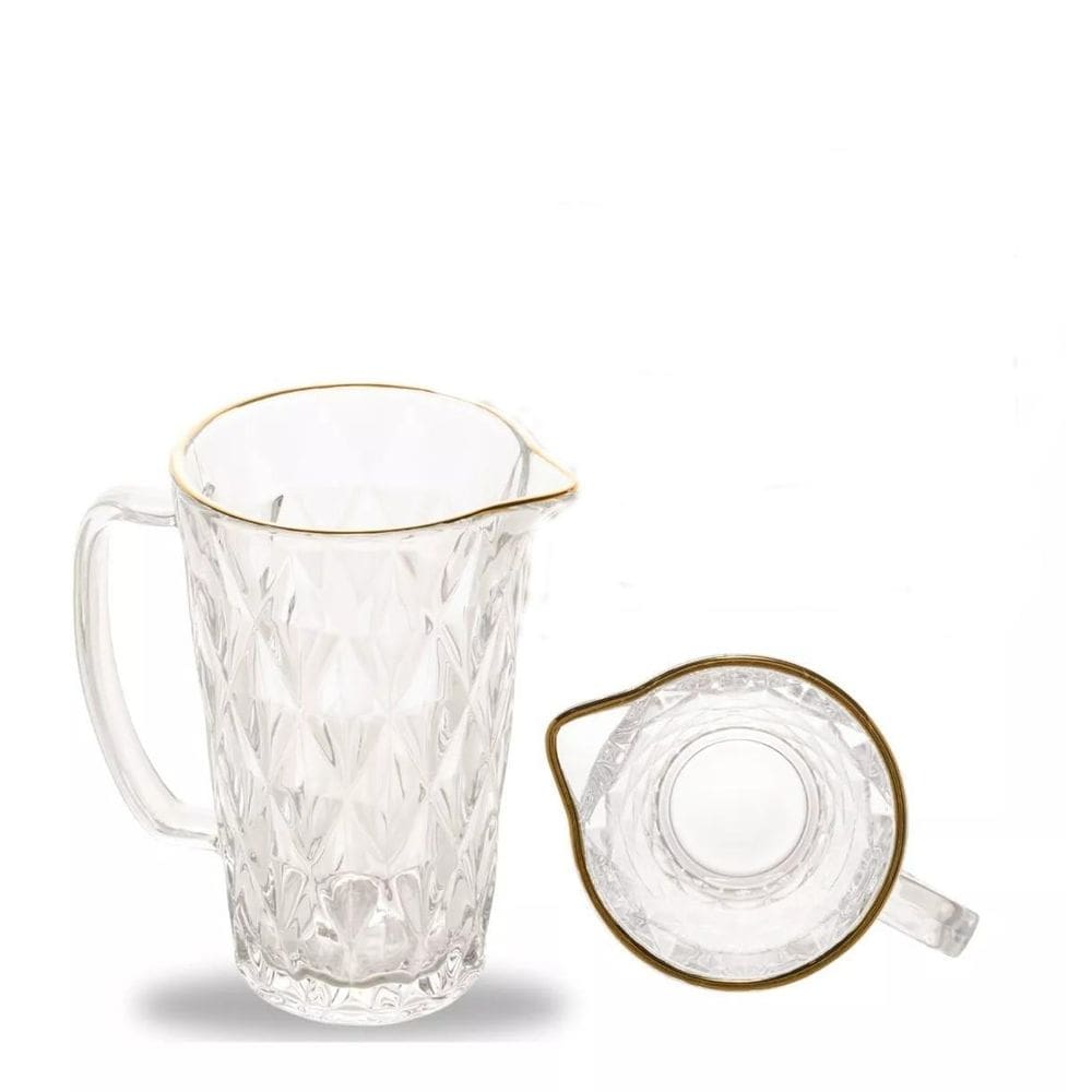 Jarra De Vidro Diamond Fio De Ouro Lyor 1L Para Bebidas 20Cm