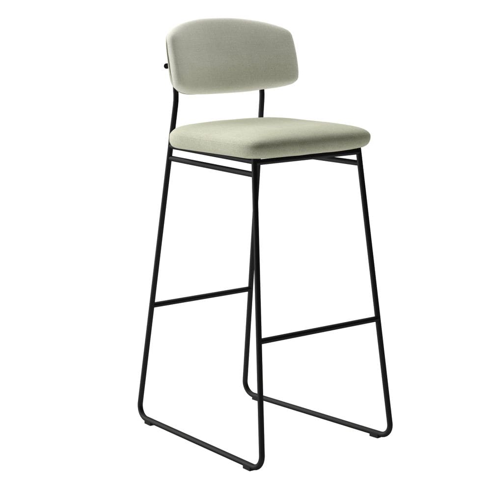 Banqueta Alta para Bancada Sala de Jantar Encosto e Assentos Estofados Linha Jaraguá Preto Fosco