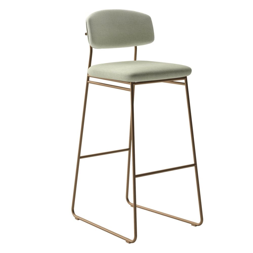 Banqueta Alta para Bancada Sala de Jantar Encosto e Assentos Estofados Linha Jaraguá Dourado