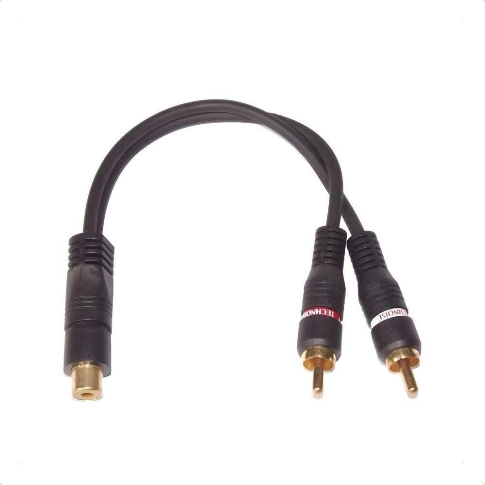 Cabo para som altomotivo rca modelo y 1 fêmea 2 machos 25 cm