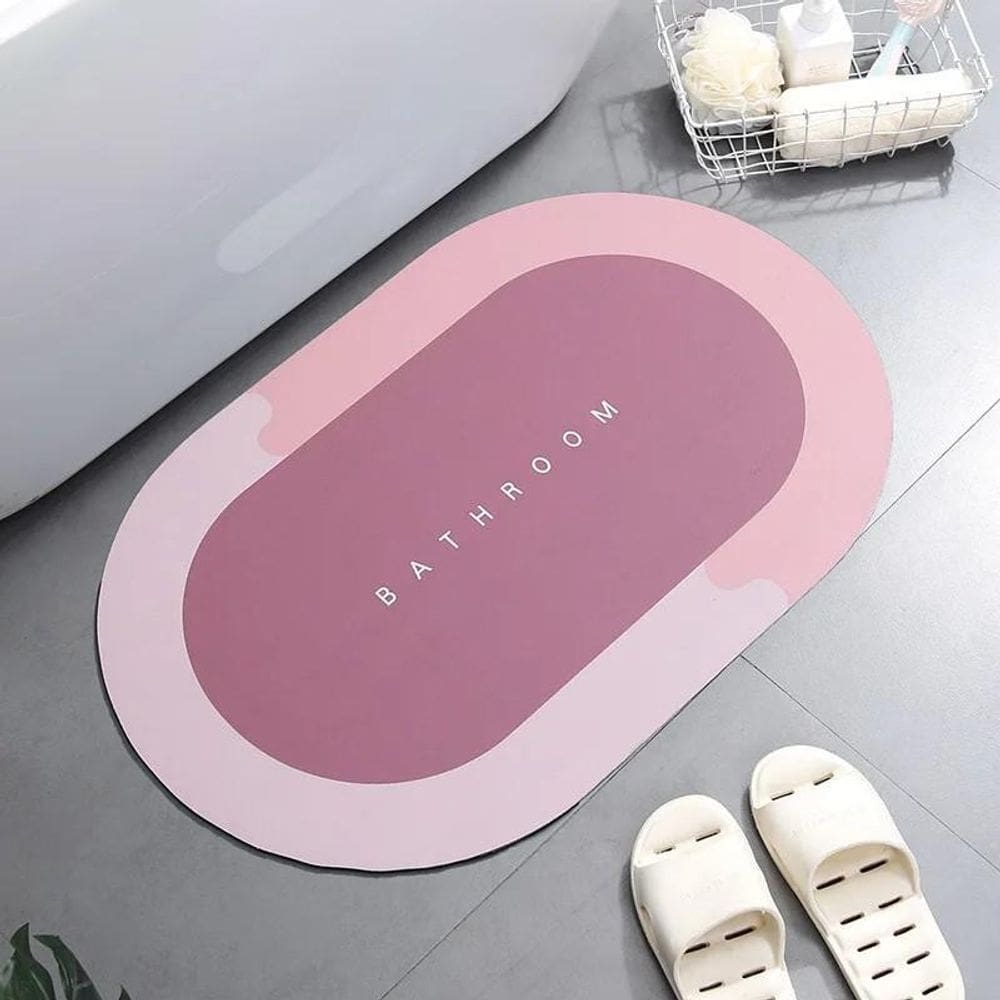 Tapete Mágico Absorvente Banheiro Antiderrapante Casa - Rosa
