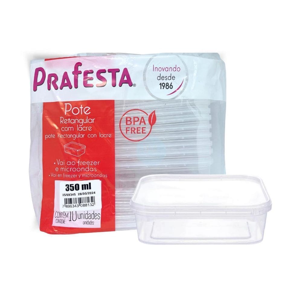 Potes Para Armazenamento De Alimentos Tampa Lacre 350Ml 30U