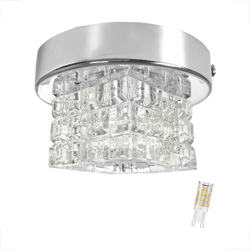 Spot Cristal Plafon Sobrepor Prateado Brilhoso Bet45 + Led