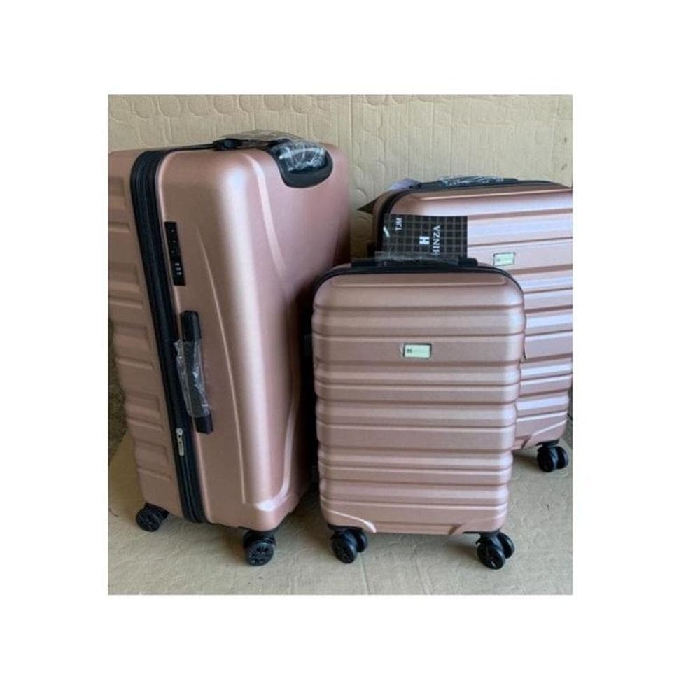 Conjunto 3 malas viagem rígida rose rodas duplas 360º p, m,
