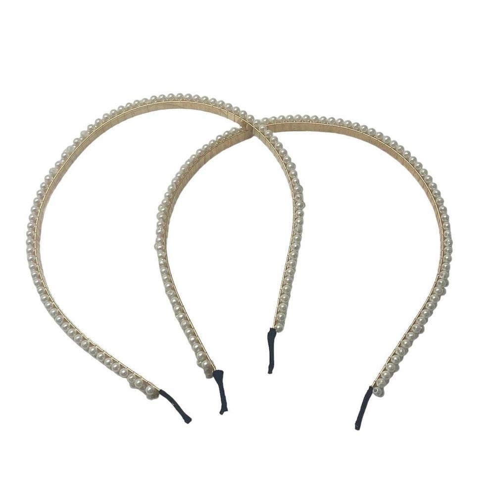 Kit 2 Un Arco Tiara Pérola Acessório Para Penteados 14Cm