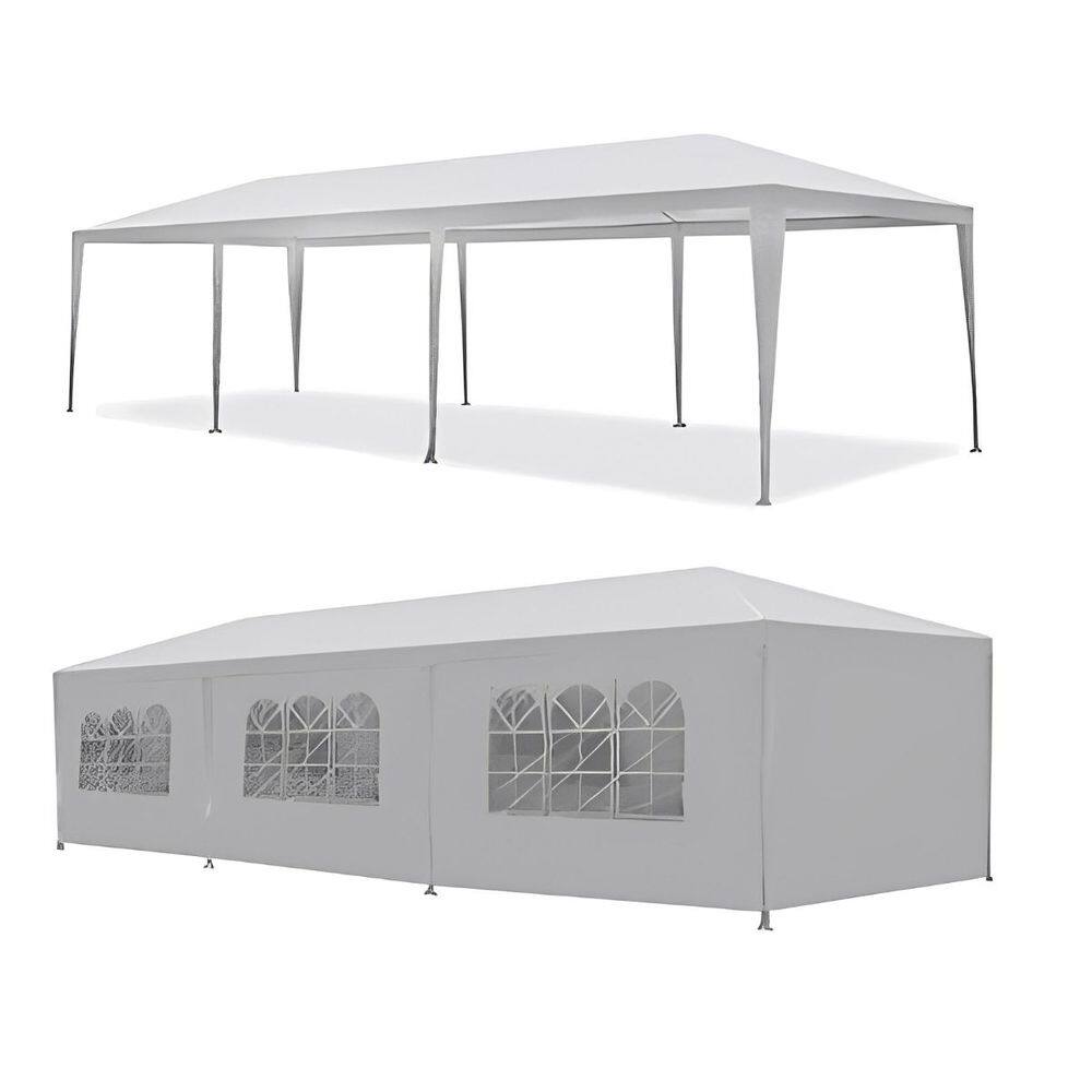 Tenda Gazebo Desmontável 3x9 m Barraca com Parede e Fechamento Bolsa Branca Importway Iwgzm-39 Br