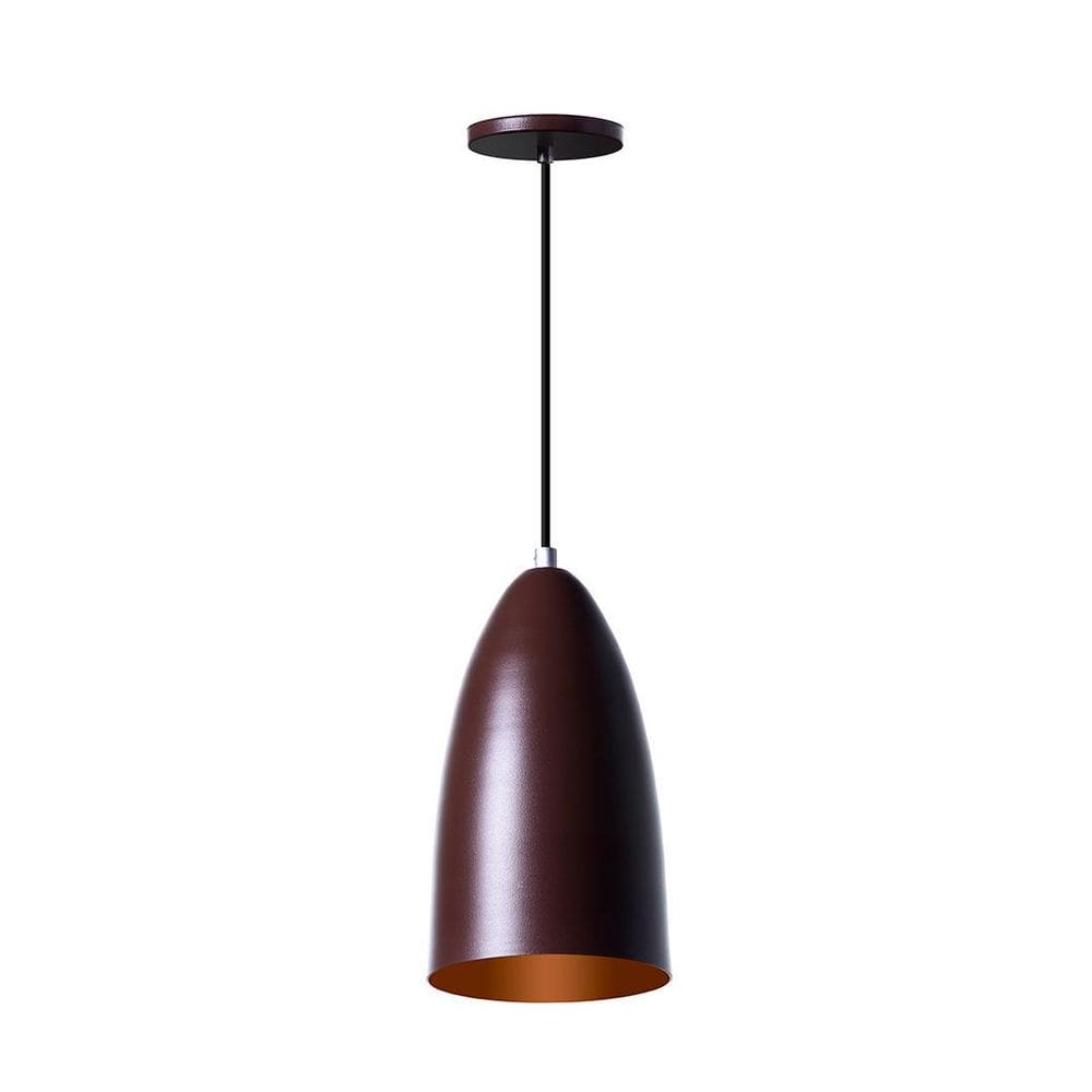 Lustre Pendente Bala Alumínio M Marrom 22cm
