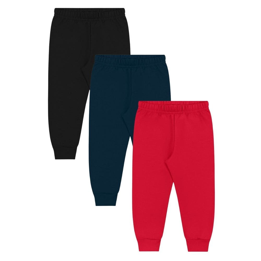 Kit 3 Calças Moletom Flanelado com Punho Infantil Menina Cores