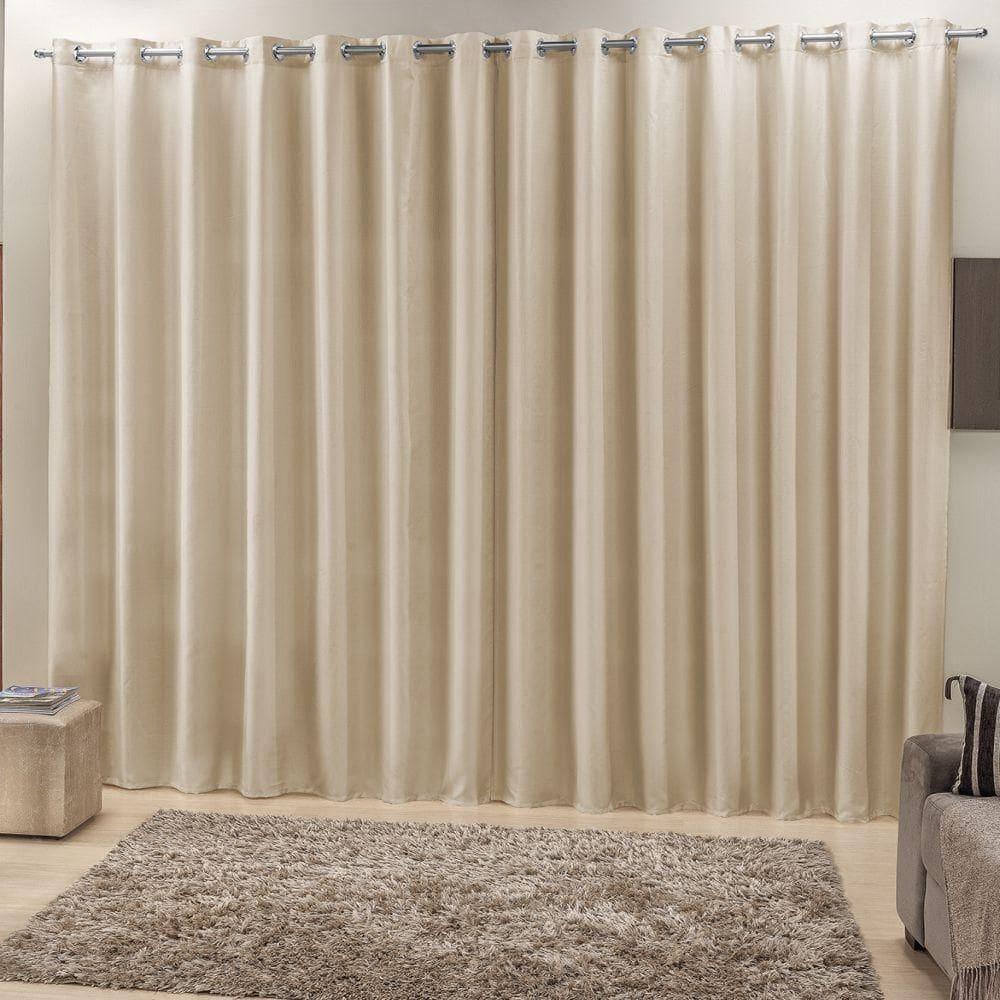 Cortina 4 mts quarto escritório ráfia varão baratissima bege