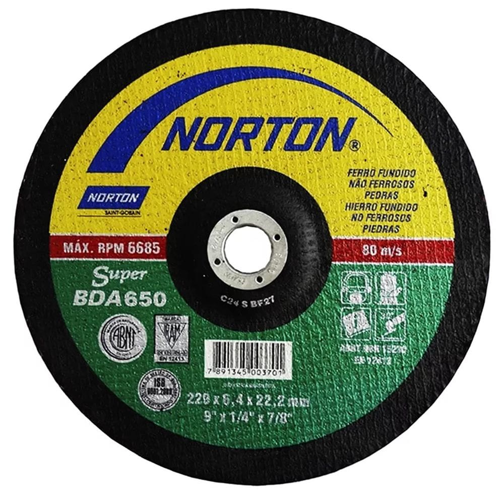 Disco De Desbaste 229 X 6,4 X 22,2Mm Nao-Ferrosos - Bda650 Super - C24s-Bf27