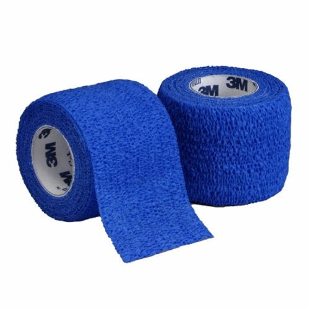 Bandagem coesiva 3M Coban 3 polegadas X 5 jardas Compressão padrão Fecho autoaderente Azul Não Estéril Azul 1 cada por 3M (pacote com 6)
