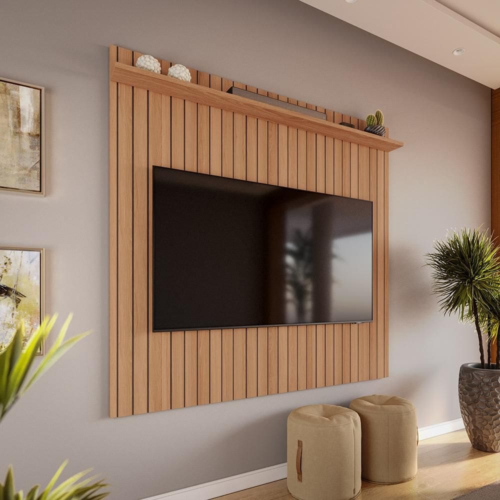 Painel Efeito Ripado 3d Para Tv Até 70 Polegadas Sevilla 183cm Jequitibá