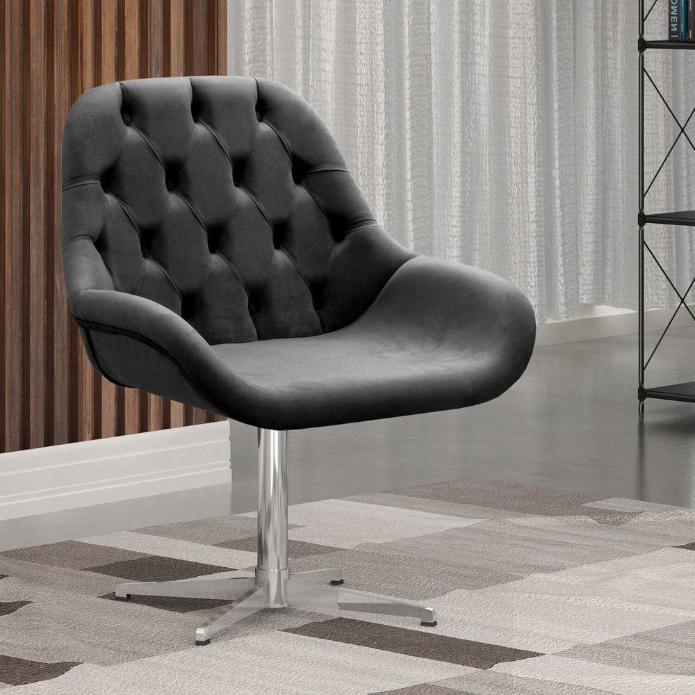 Poltrona Giratória de Metal Cadeira Decorativa Sala, Escritório, Recepção Lua Preto