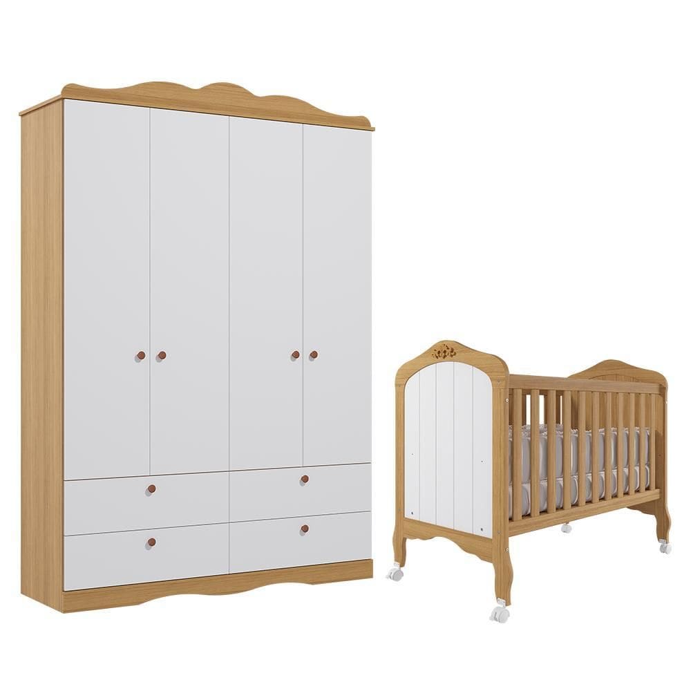 Jogo de Quarto Infantil Guarda Roupa Encanto e Berço Harmonia - Permóbili Baby