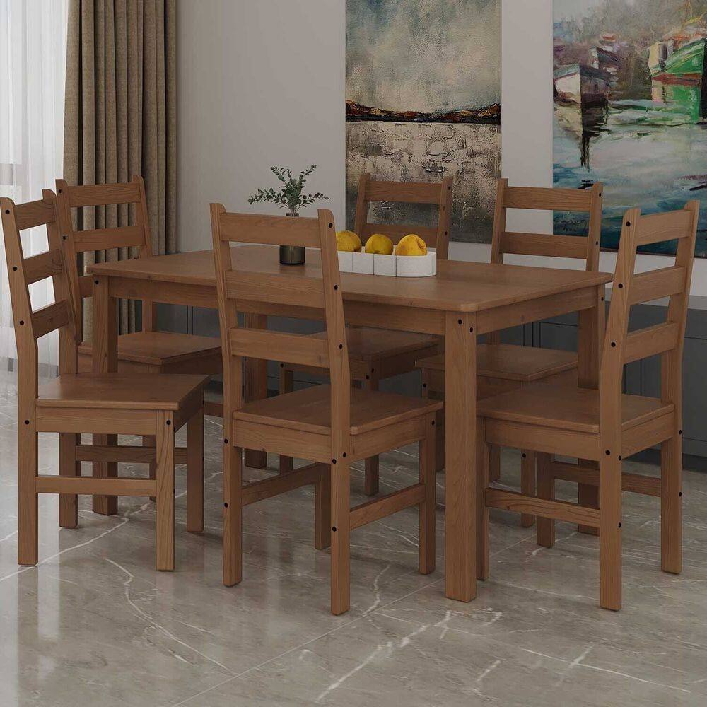 Conjunto para Sala de Jantar Mesa com 6 Cadeiras Bella Verniz Noguera