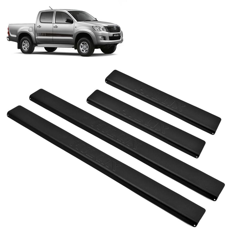 Soleira aluminio preta brasikar hilux dupla 2014