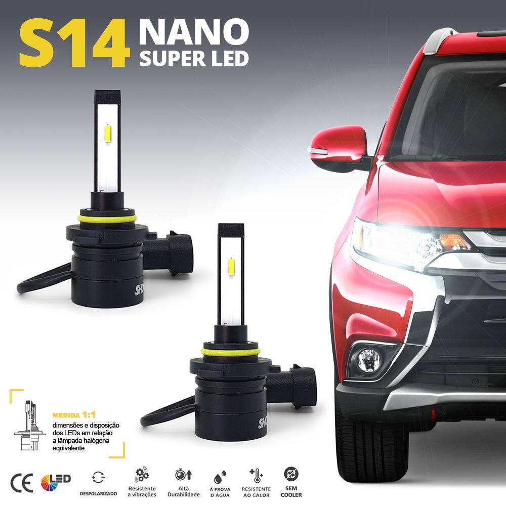 Par Lâmpadas HB4 Farol Milha Ford Fiesta 2003 2004 2005 2006 Super Led Mini Nano 6000k Sem Adaptar Furar Tampa Shocklight S14