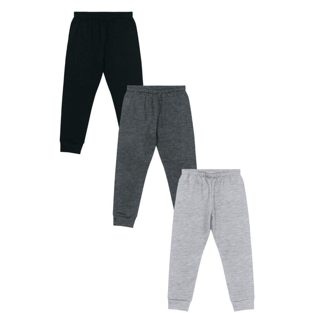 Kit 3 Calças Moletom Flanelado com Punho Infantil Unissex Kyly cores