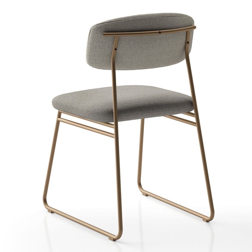 Cadeira Sala de Jantar Encosto e Assentos Estofados Linho Jaraguá Dourado/Cinza Mesclado