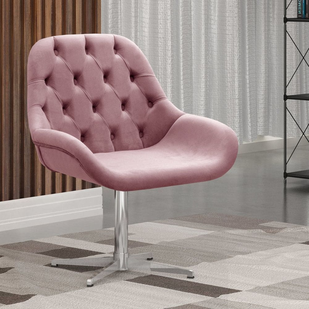 Poltrona Giratória de Metal Cadeira Decorativa Sala, Escritório, Recepção Lua Rose