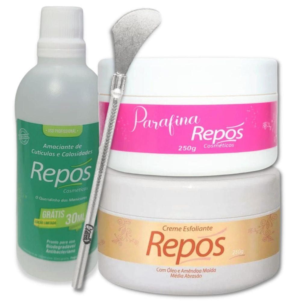 Kit Repos Amaciante Esfoliante E Parafina Espátula 222