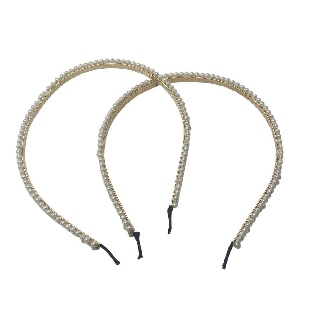 Kit 2 Arcos Tiara Pérola Acessório Para Penteados 14Cm