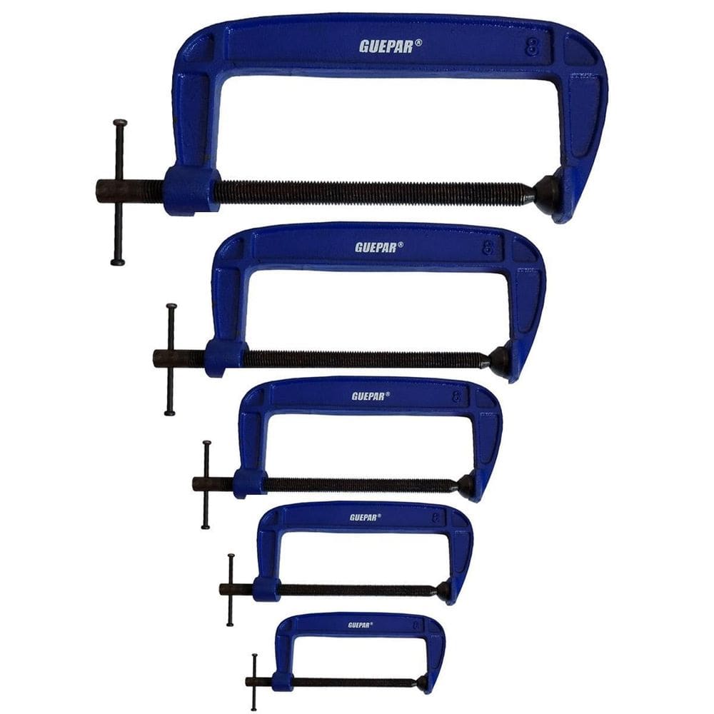 Kit 5 grampos sargento de 75 a 200mm tipo c profissional