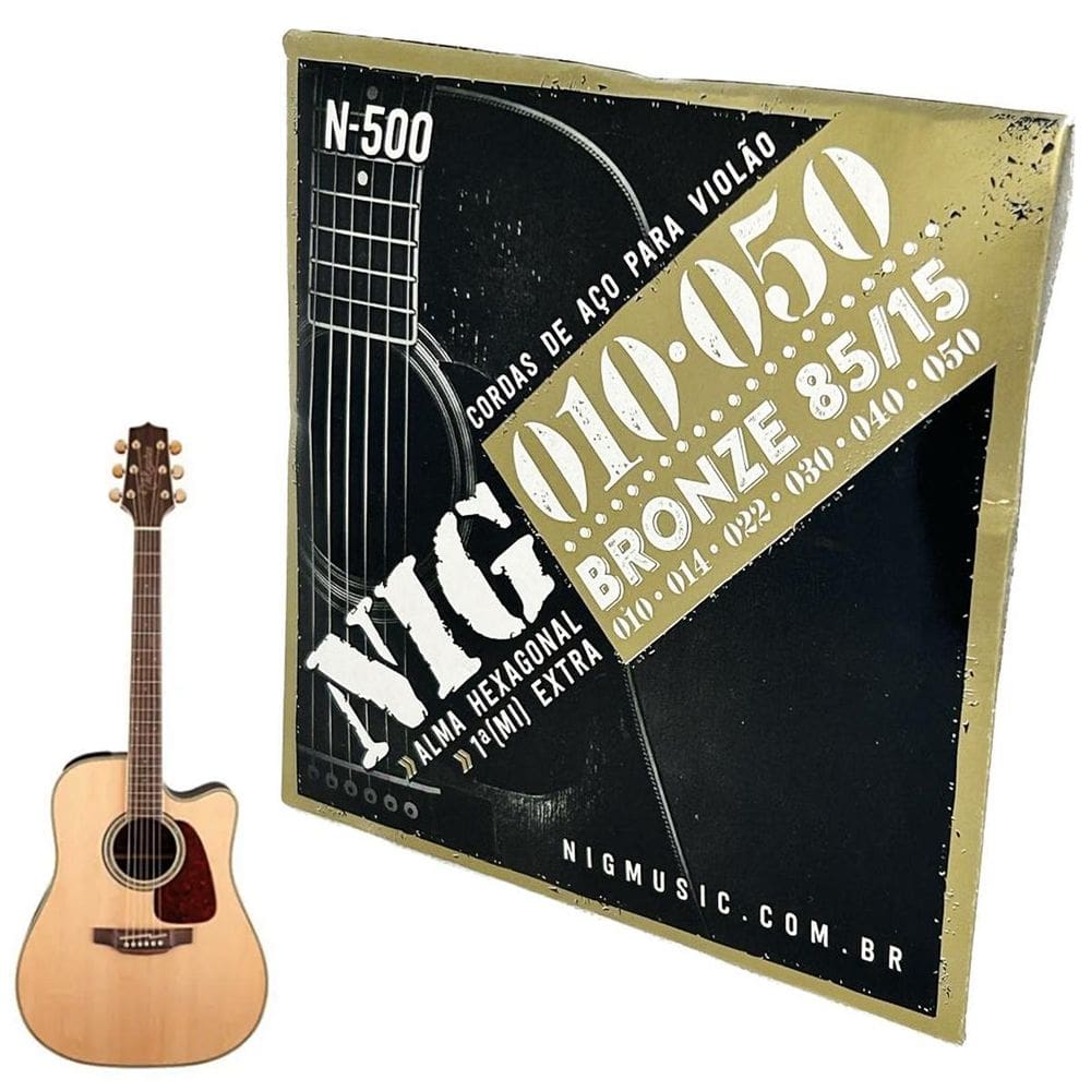 Cordas violão nig aço 10-50 light com bolinha + palheta