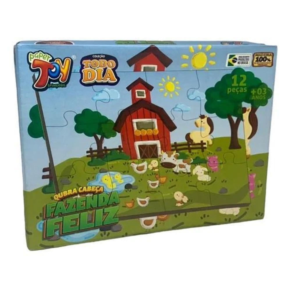 Brinquedos Quebra Cabeça Fazenda Feliz 12 Peças +3 Anos
