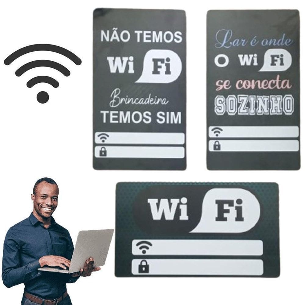 Placa Decorativa Parede Wifi Para Comércio E Restaurantes