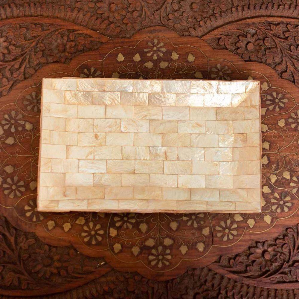 Bandeja Retangular De Madrepérola 20Cm Cor Bronze
