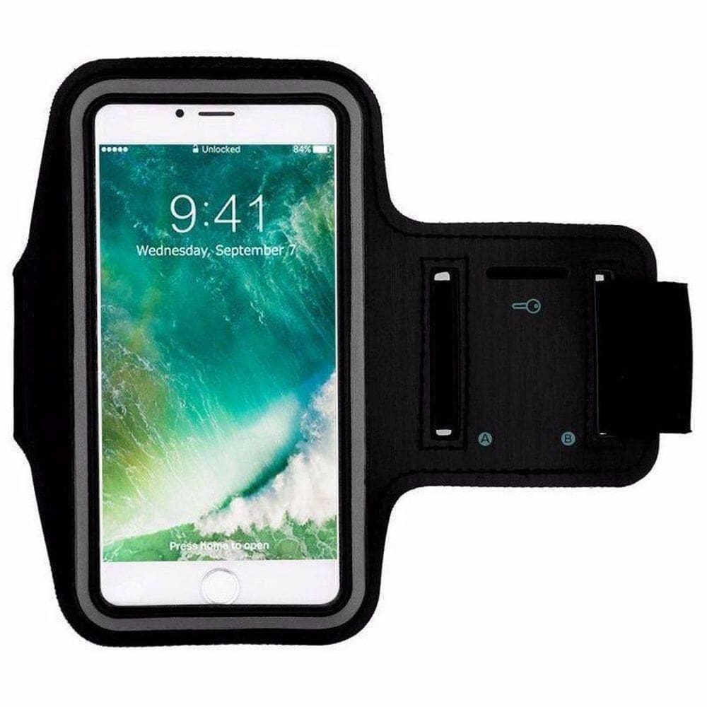 Braçadeira capa porta celular universal corrida couro