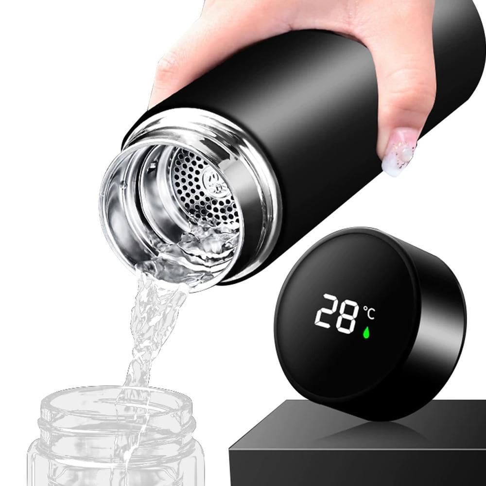 Garrafa térmica inteligente com digital 500ml led cor marinh