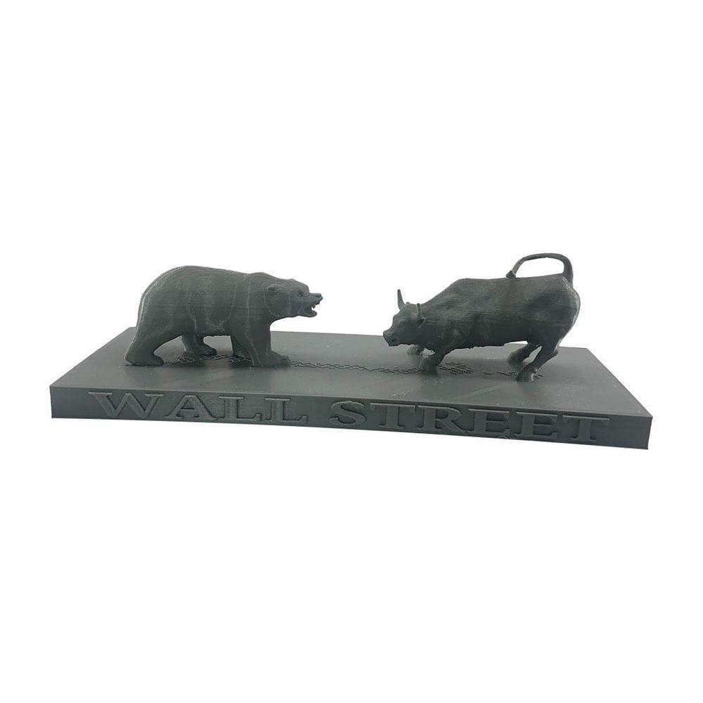 Enfeite Bull And Bear Wall Street Geométrico Low Poly Cinza