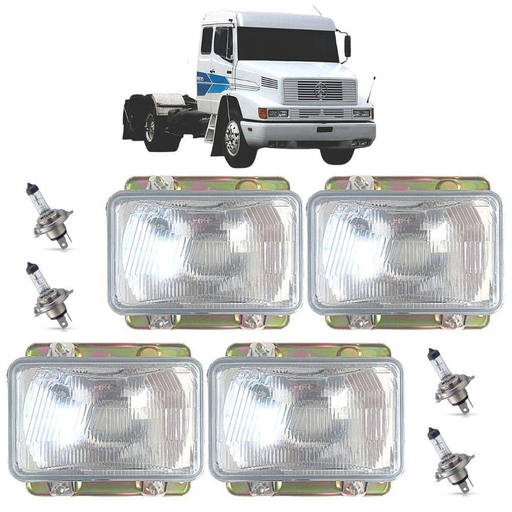 Kit 4x farol mb mercedes bicudo 93 a 04 + lâmpada 12v