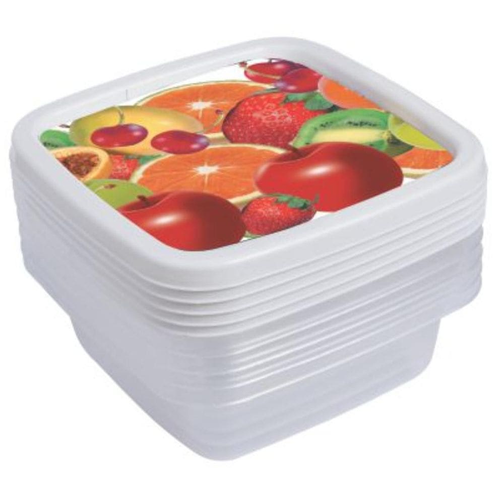 Kit 5 Potes Alimentos 240 Ml Quadrado Com Tampa Multiuso