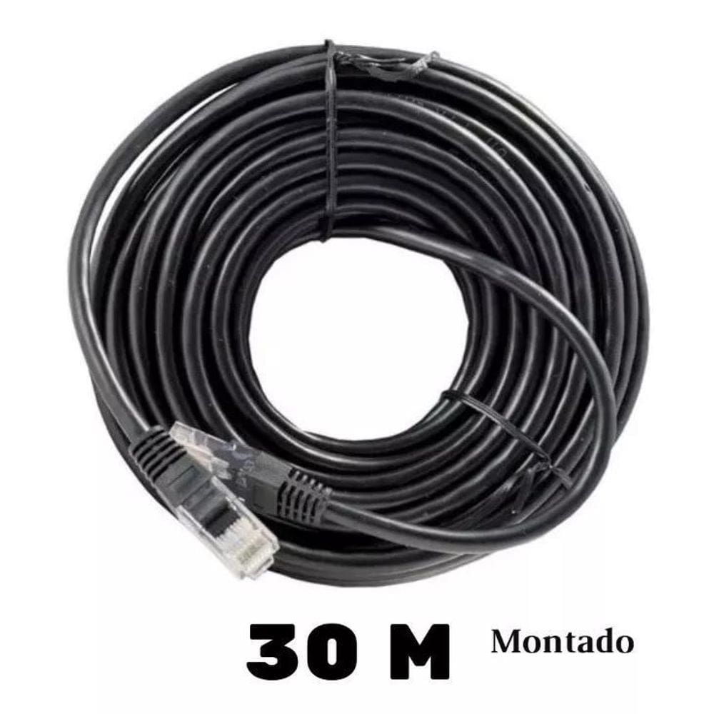 Cabo De Rede Com 30 Metros Lan Montado Preto Rj45 -