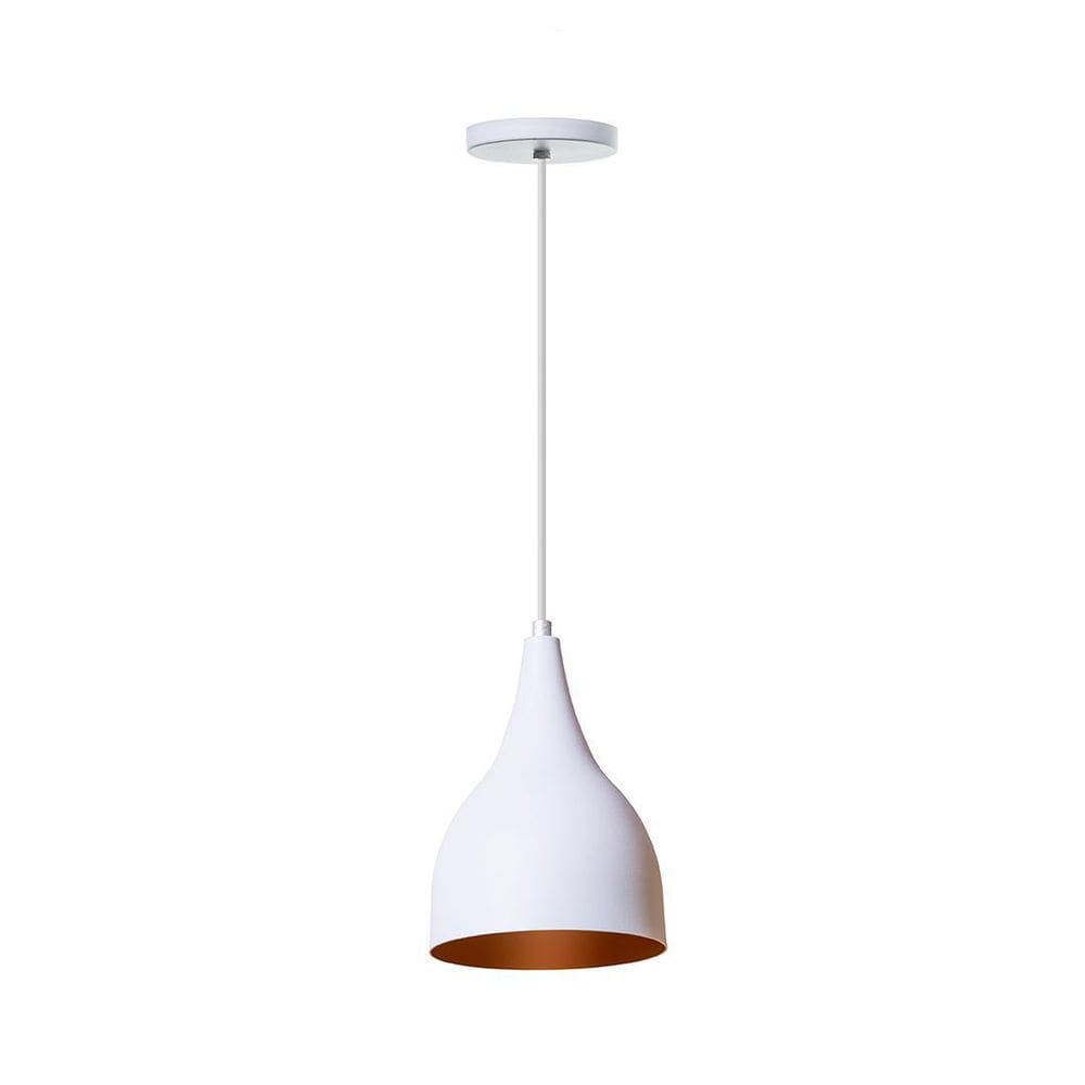 Lustre Pendente Gota Branco Alumínio 19x15,5Cm