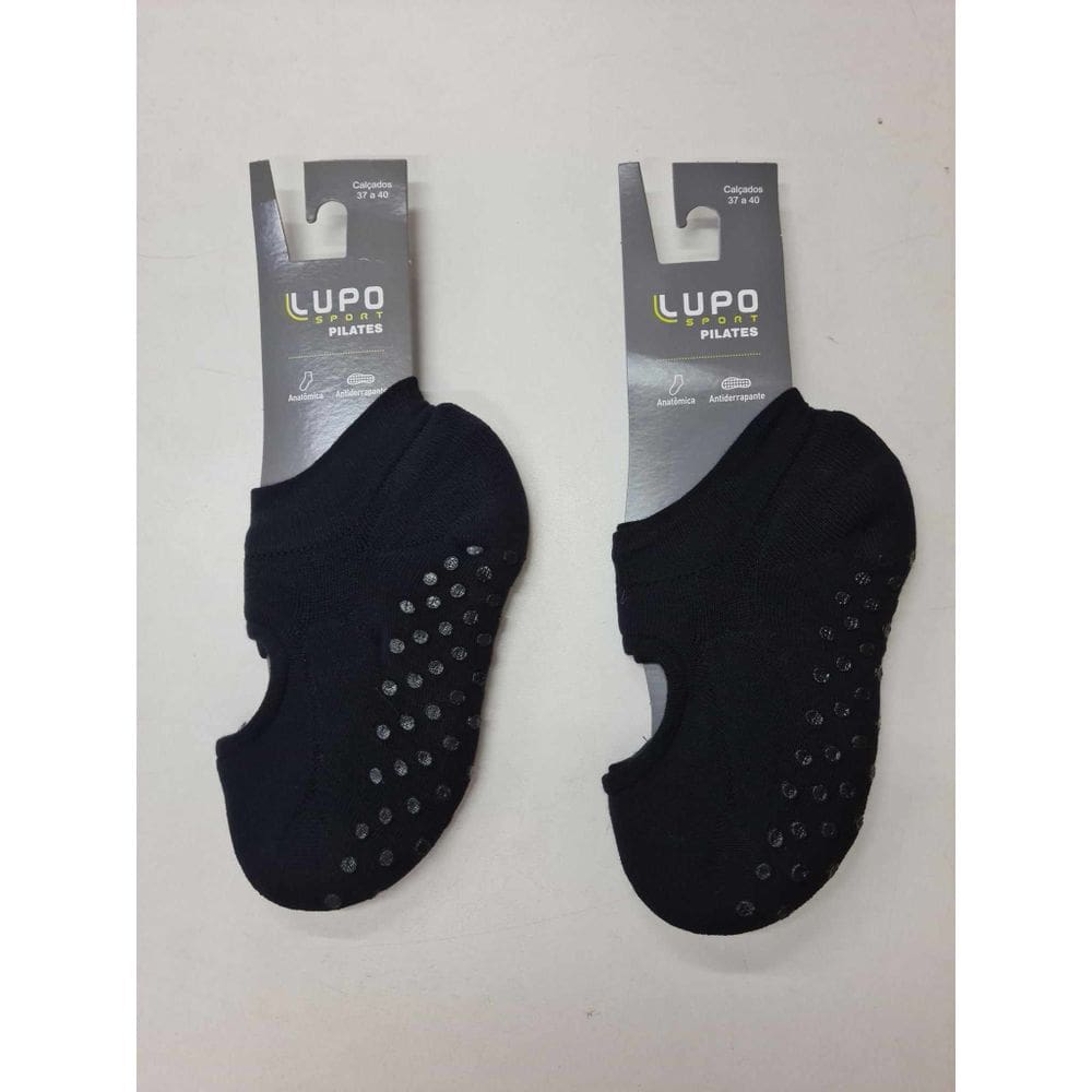 2 Pares Meia Pilates Feminina Lupo 3286.Cor:Preto;Tamanho:33 a 36.