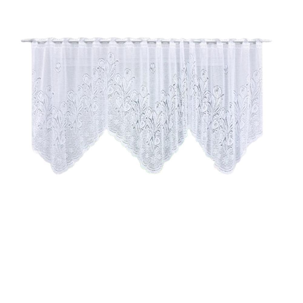 Cortina Bando Renda Cascata Cozinha Tulipa Branca 2,65X1,00