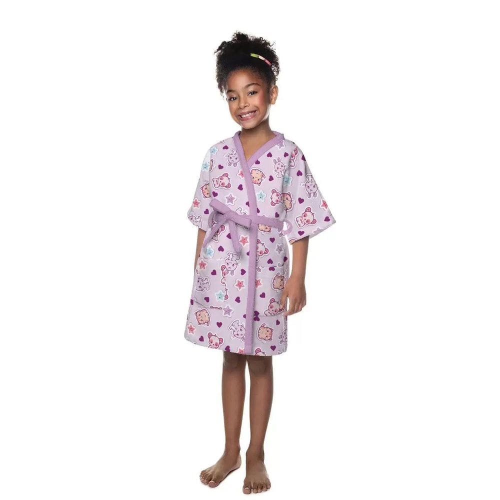 Roupao Aveludado Infantil Quimono Estampado Pet Love G