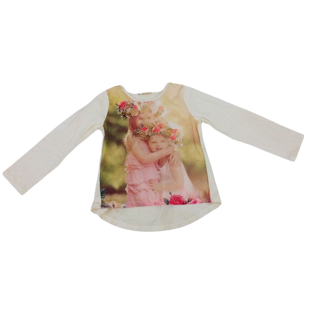 Blusa manga longa com Brilho infantil Petit Cherie Bege