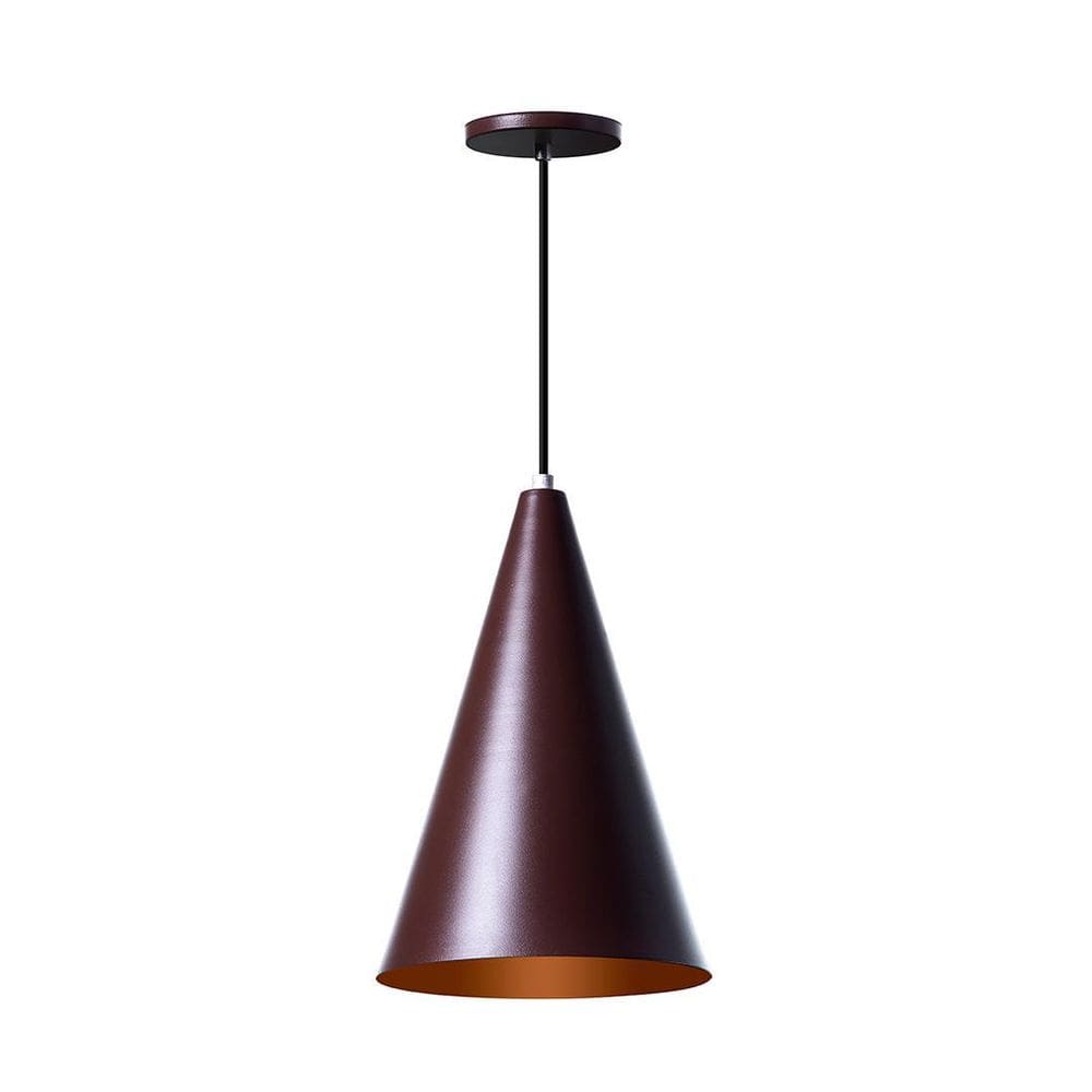 Lustre Pendente Cone P Em Alumínio Marrom 30cm