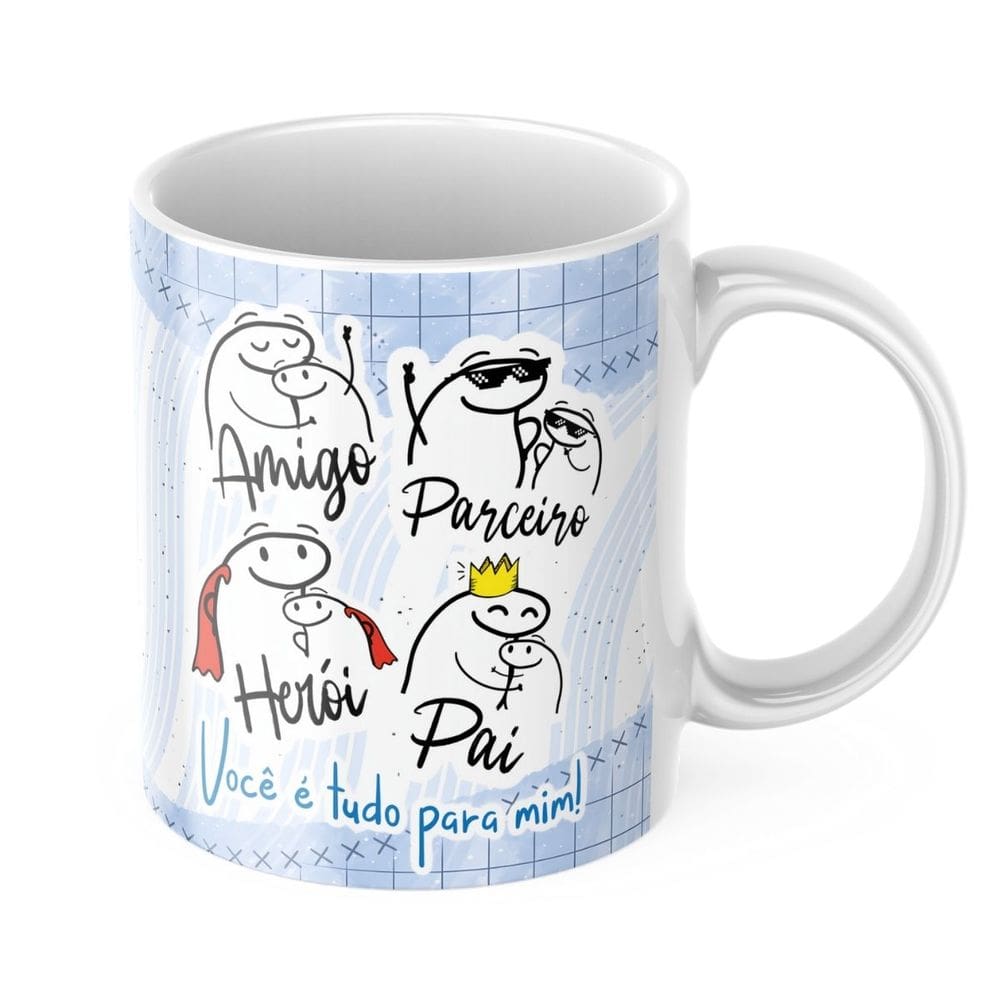 Caneca Xicara Presente Dia dos Pais Flork Pai Vc é meu Herói